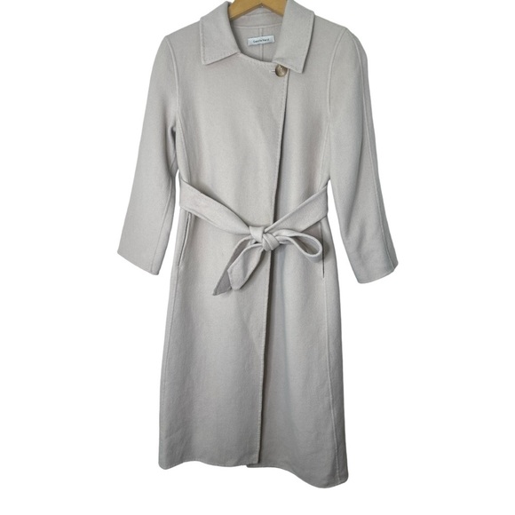 Gentle Herd Single Breasted  Long Wool Belted Cream Coat NWOT Size: X-Small - Picture 14 of 14